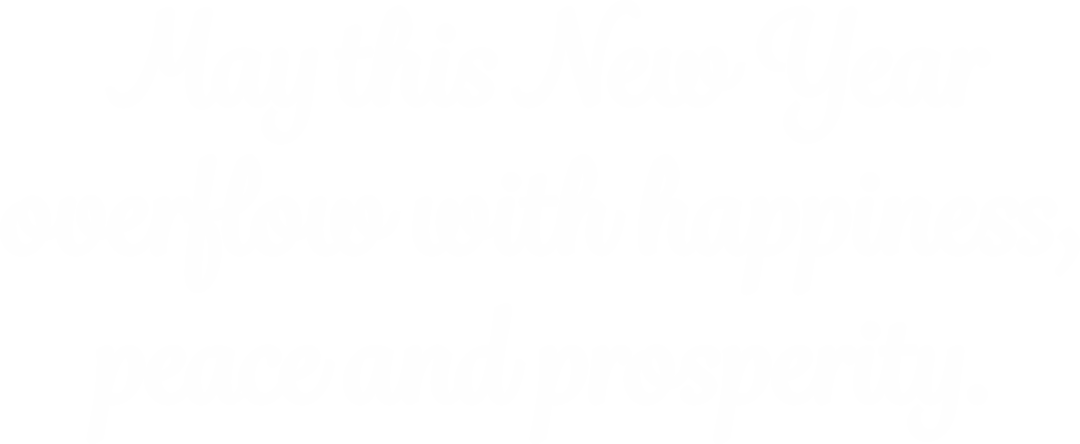 New Year Wishes in White Text on Transparent Background
