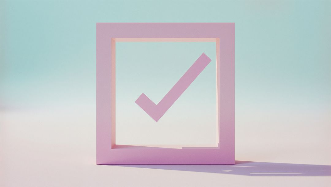Pastel Pink Checkmark on Gradient Background for Modern Design