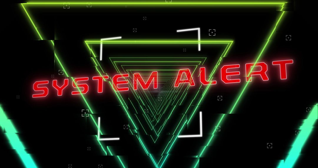 Digital System Alert Text with Neon Triangles Background - Free Images, Stock Photos and Pictures on Pikwizard.com