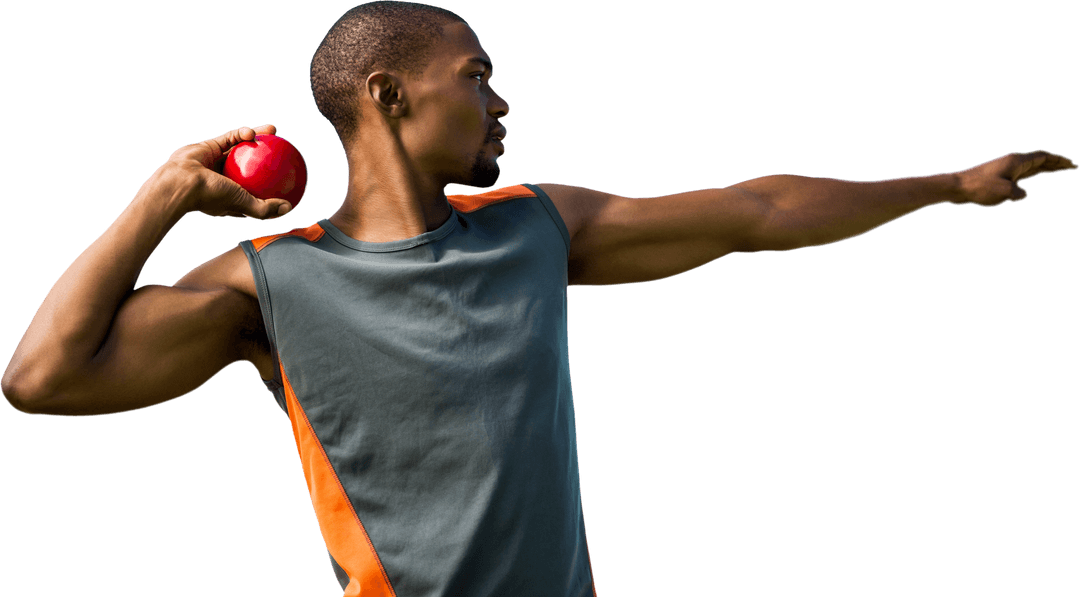 African american athlete ready to throw ball transparent background