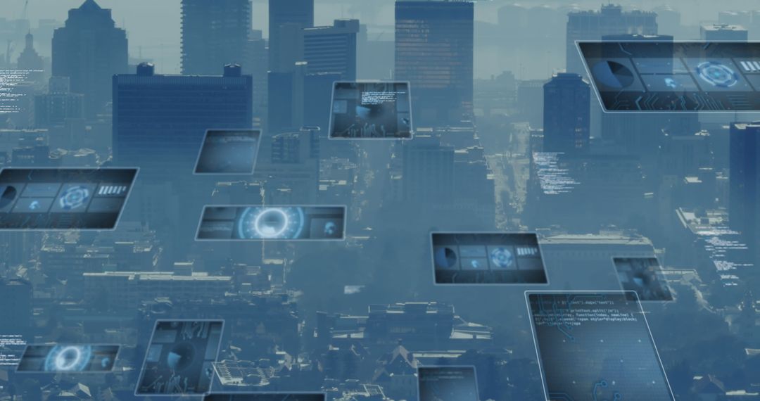 Global Data Processing Concept with Futuristic Cityscape