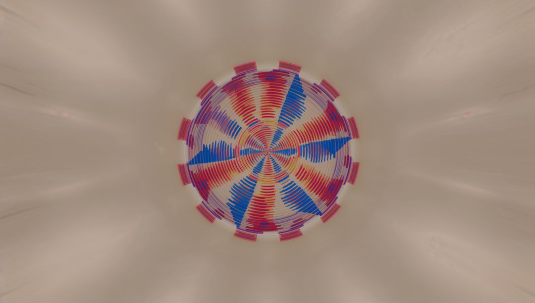 Abstract Rotating Circular Pattern with Red and Blue Bars
