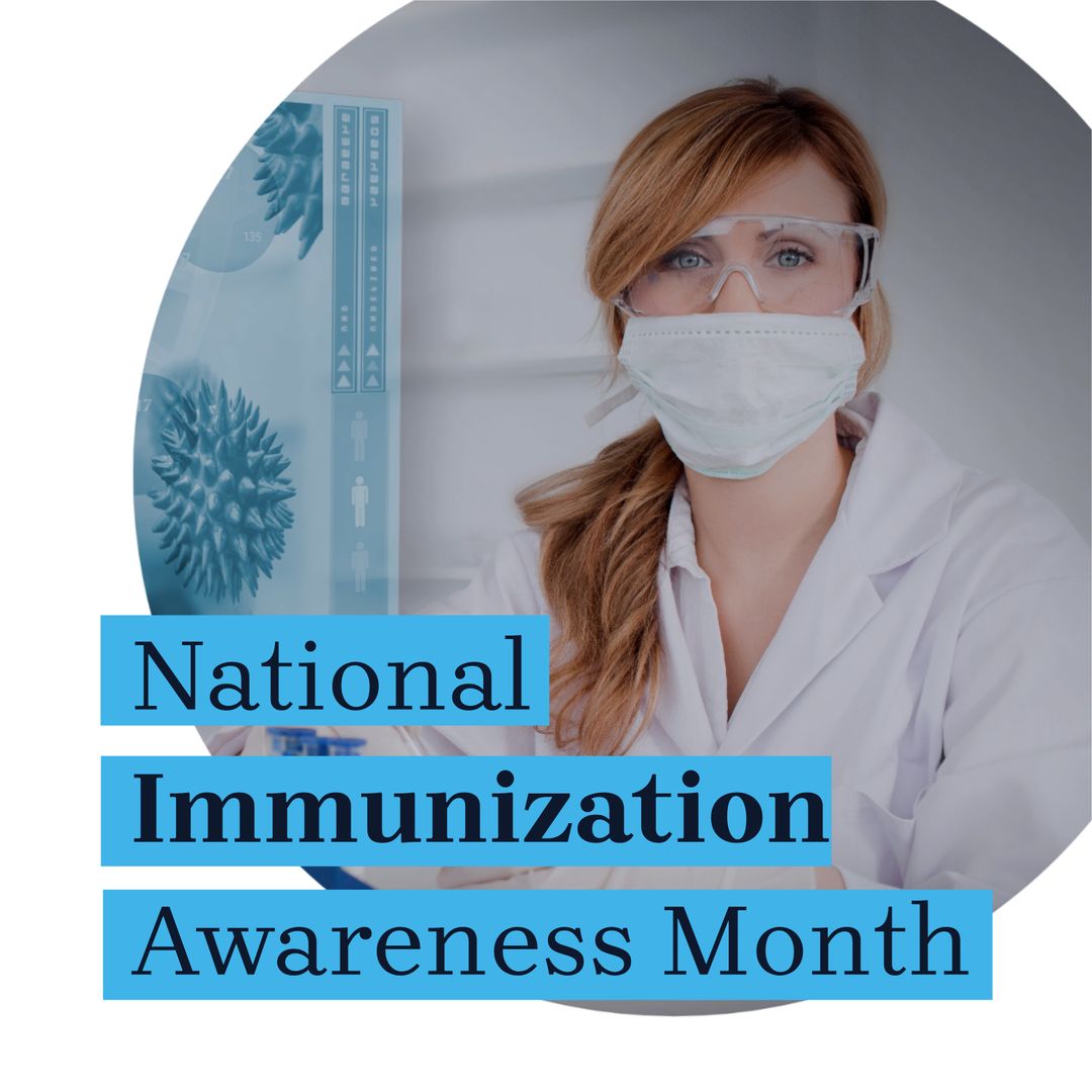 Caucasian Female Doctor in Mask Highlights National Immunization Awareness Month - Download Free Stock Templates Pikwizard.com