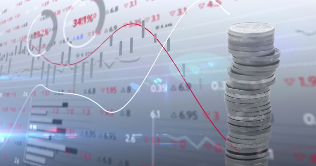 Financial Analysis and Growth Depicted with Coin Stack