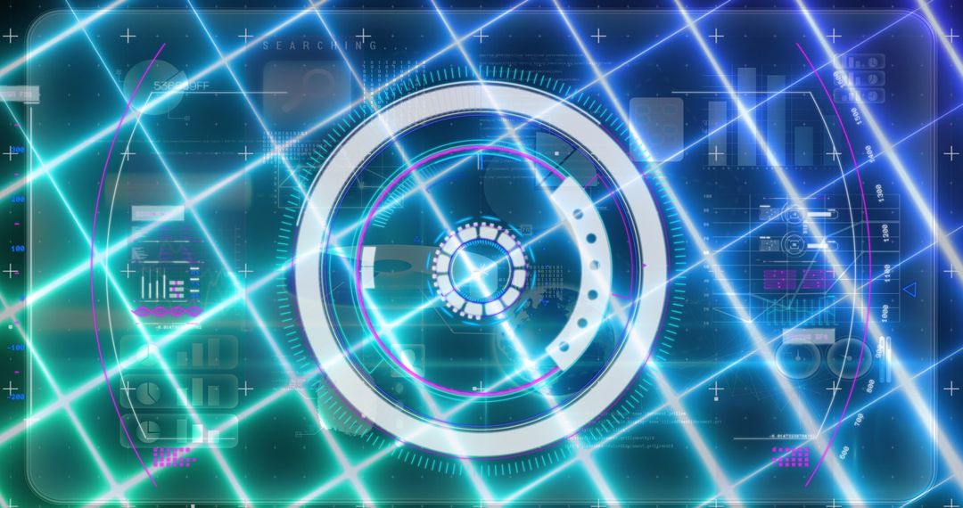 Futuristic Digital Data Interface with Glowing Grid