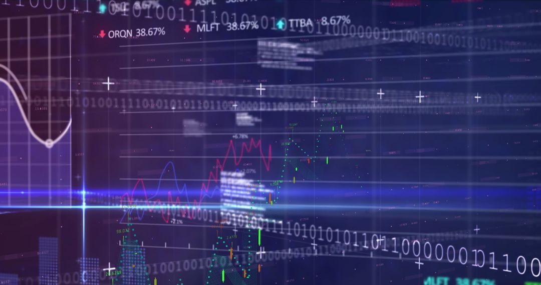 Futuristic Digital Stock Market Hologram and Coding Concept