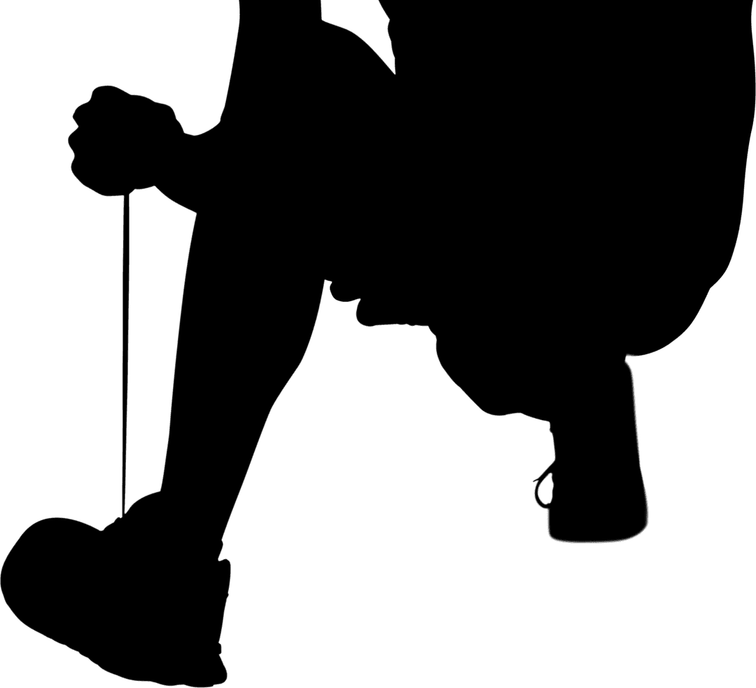 Silhouette of Person Tying Shoelaces on Transparent Background Vector