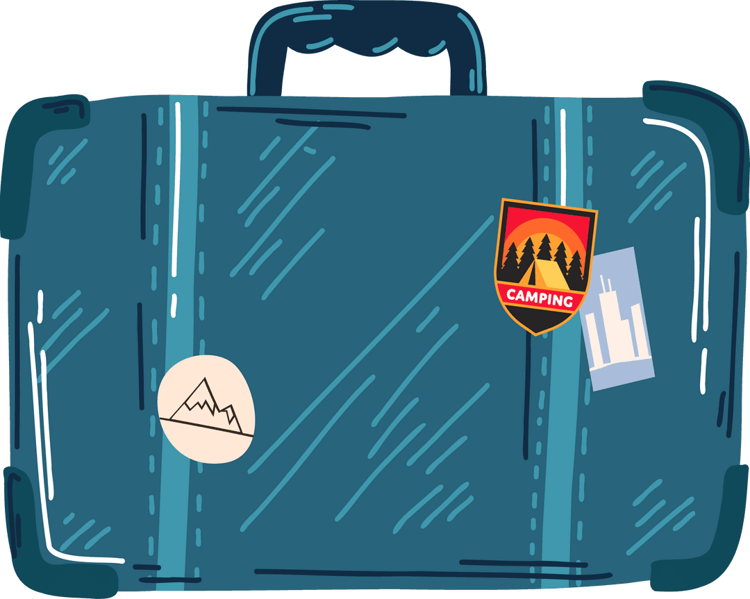 Transparent Cartoon Suitcase with Travel Stickers