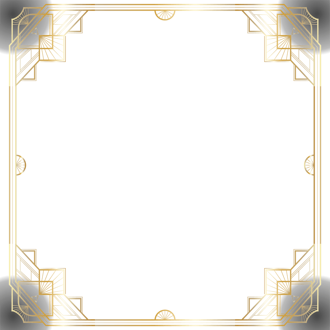 Art Deco Transparent Border with Golden Geometric Elements