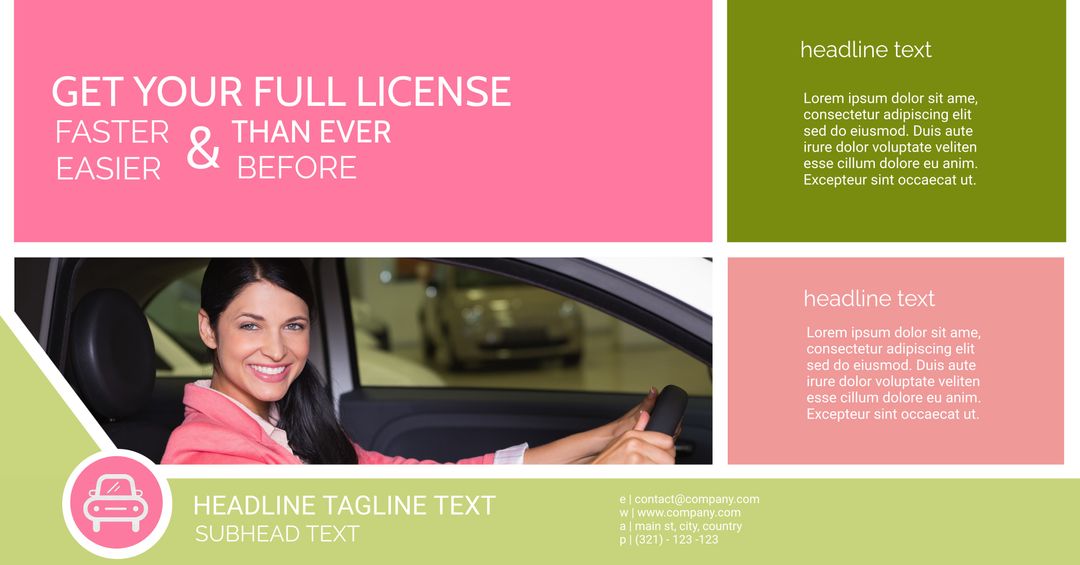 Smiling Woman Driving Promoting Easy Driver's License Process - Download Free Stock Templates Pikwizard.com