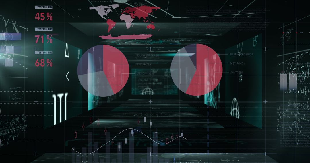 Futuristic Data Interface with Global Technology Elements