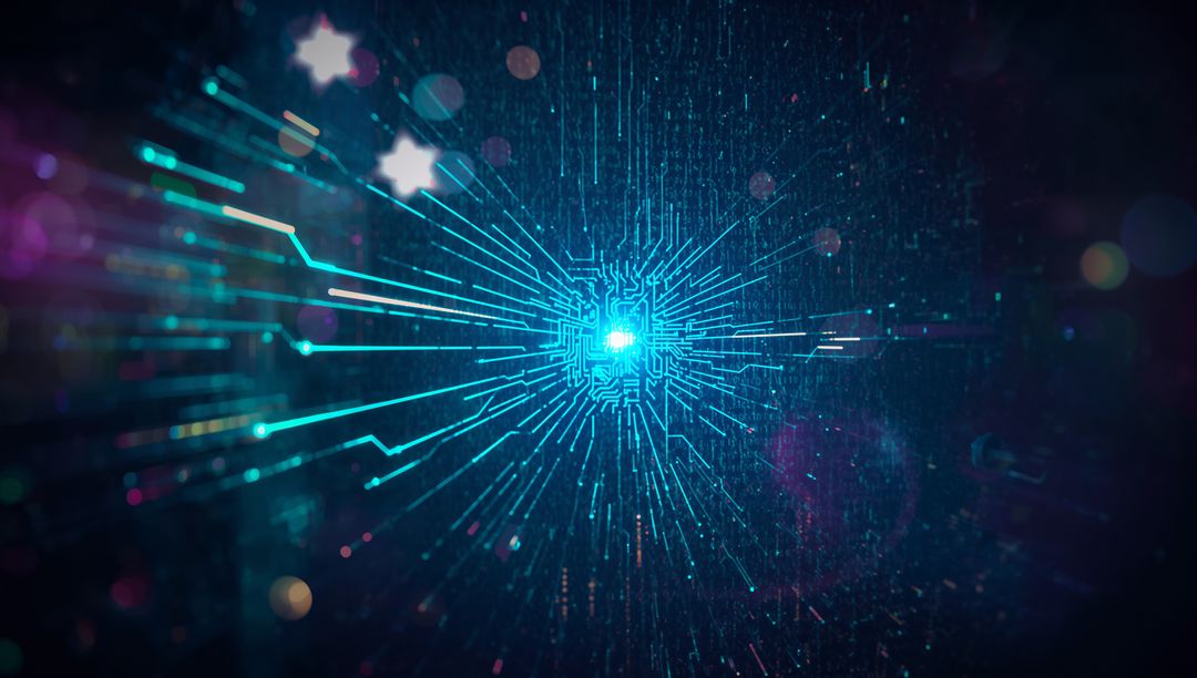 Dynamic Neon Circuit Board Symmetry in Futuristic Cyberspace