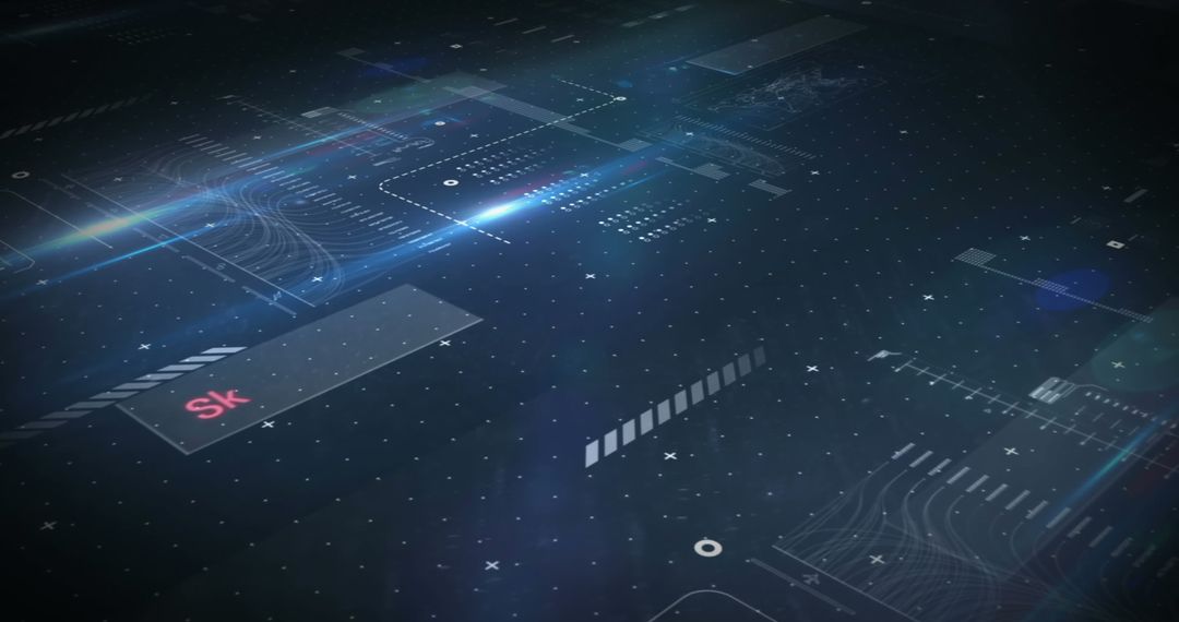 Futuristic Digital Interface with Glowing Technology Elements