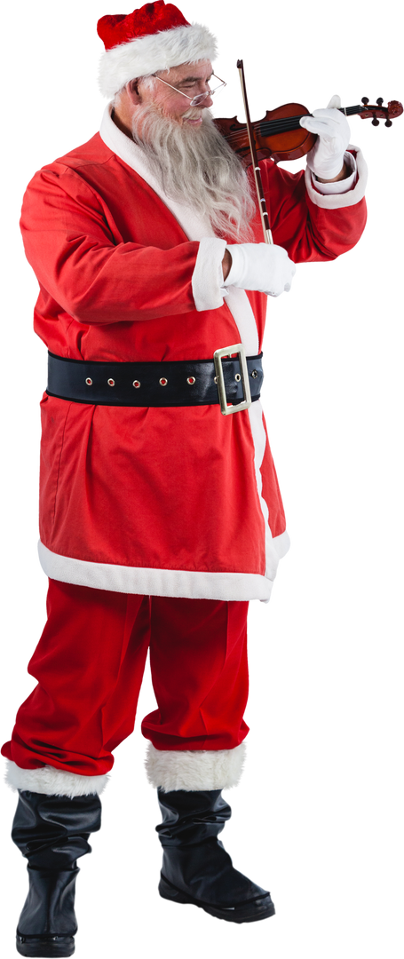 Transparent Happy Santa Claus Playing Violin Standing in Festive Outfit - Download Free Stock Images Pikwizard.com