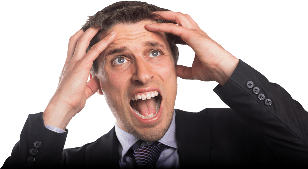 Transparent Frustrated Businessman Expressing Stress