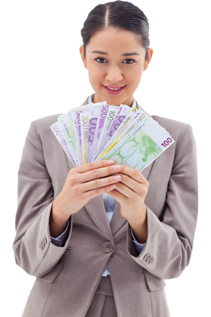 Businesswoman Holding Euro Bank Notes Transparent Background - Download Free Stock Images Pikwizard.com