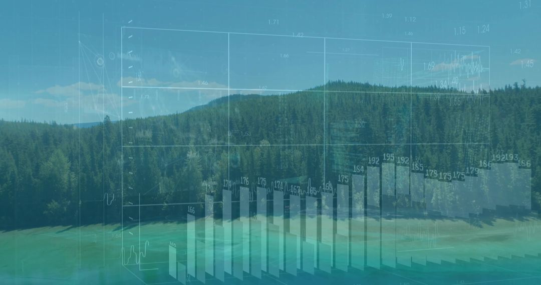 Data Visualization Merging Natural Landscape with Analytical Charts
