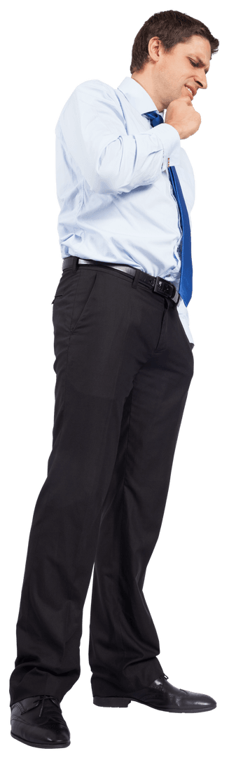 Transparent Conflicted Businessman Analyze Strategy Isolated