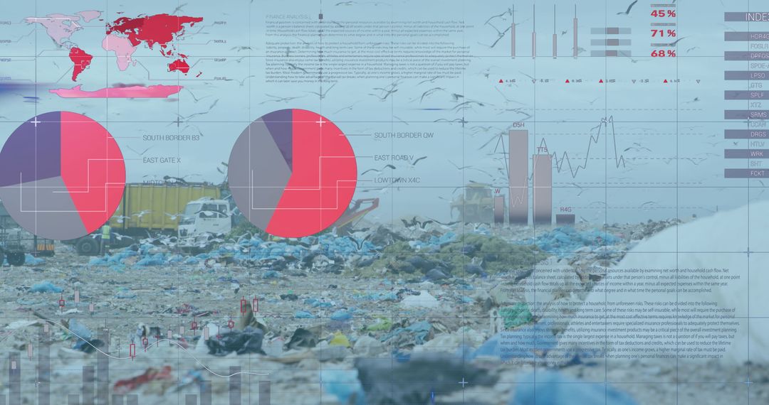Finance Data Overlooking Landfill Pollution Concept