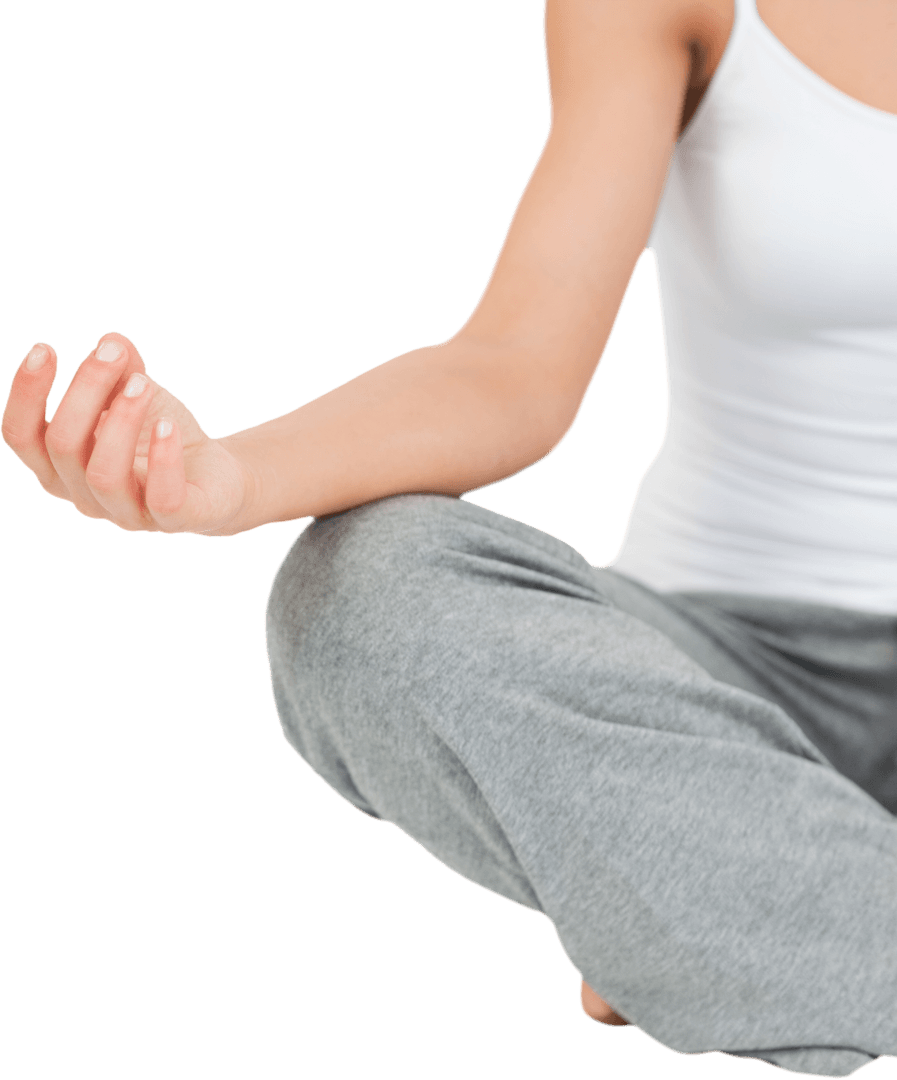 Transparent Meditation Pose Fit Woman Sukhasana Sitting Position