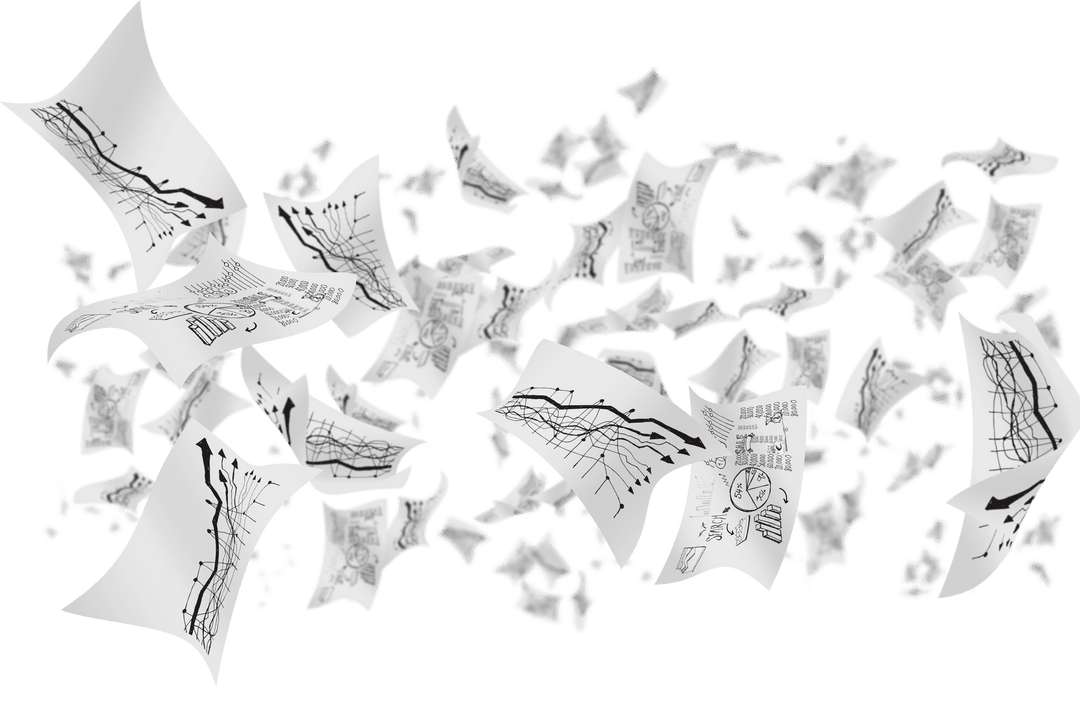 Floating Charts and Diagrams on Transparent Background