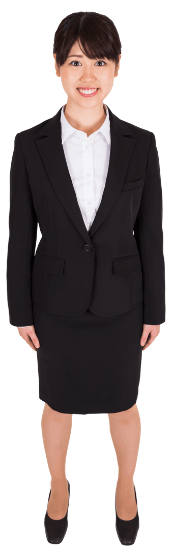 Transparent Full-Length Portrait of Smiling Asian Businesswoman