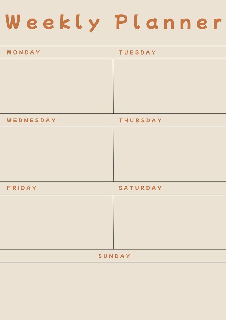 Simple Beige Weekly Planner Template - Download Free Stock Templates Pikwizard.com