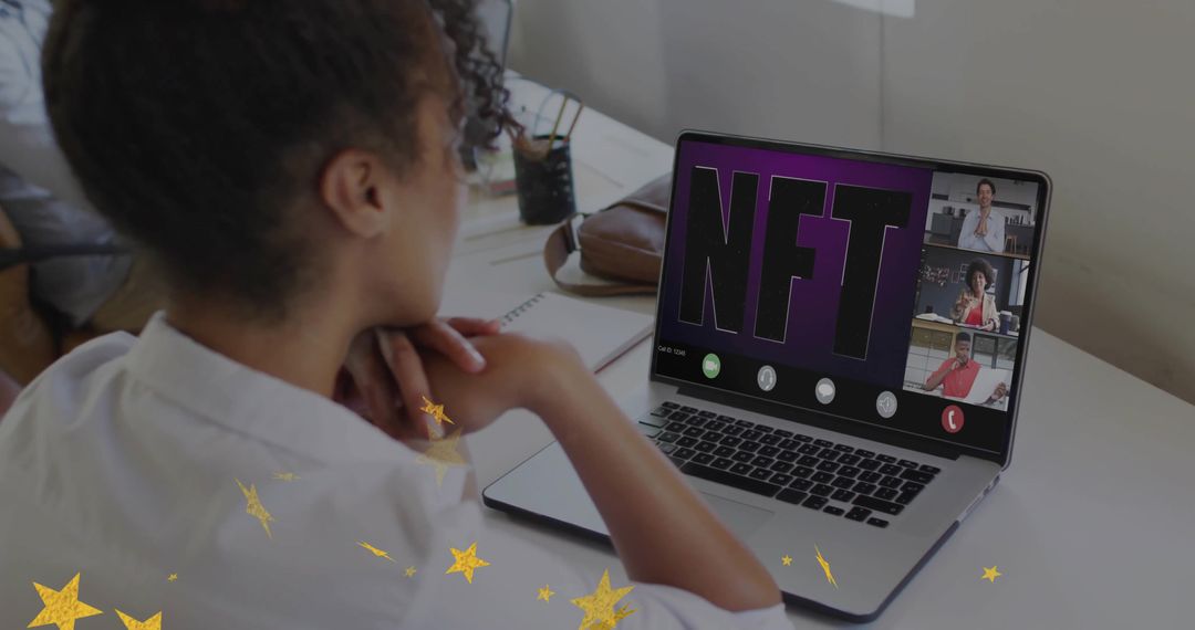 Virtual Meeting on NFTs in Home Office Setting