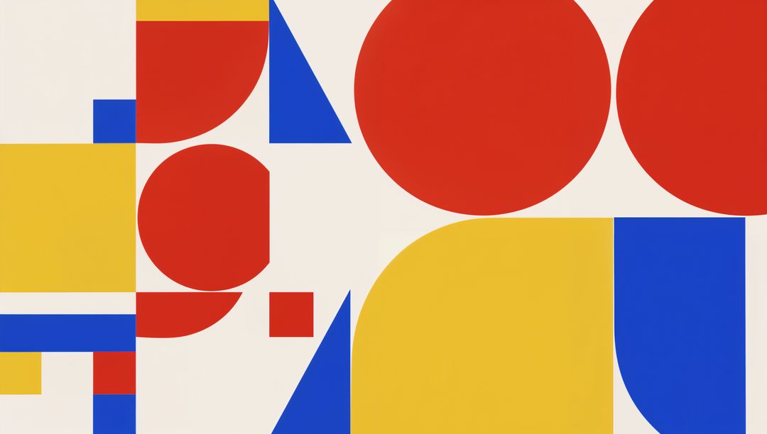 Colorful Geometric Abstract Art with Red, Yellow, and Blue Shapes