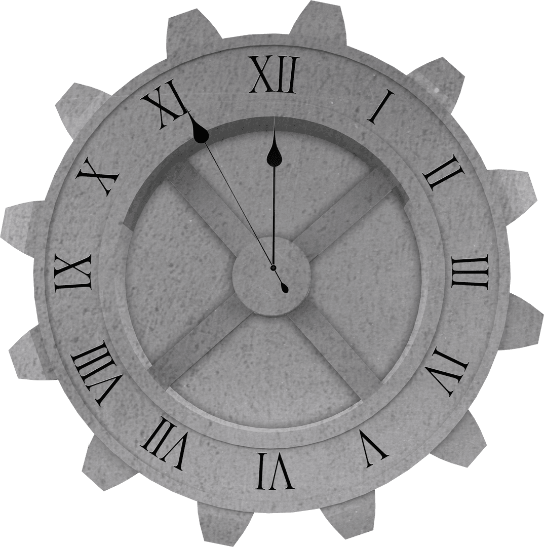 Abstract Clock Face with Roman Numerals on Transparent Background