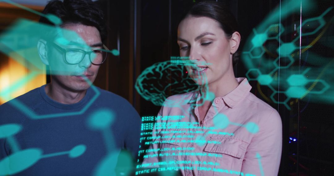 Digital Brain Interface and Data Processing in Server Room