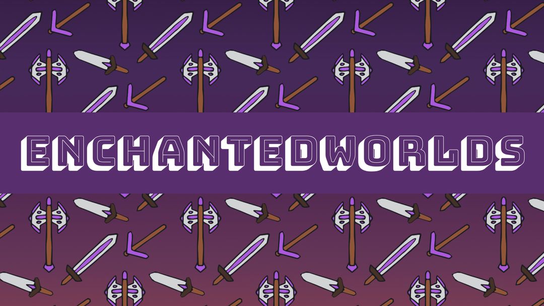 Enchantedworlds Text over Weapon Pattern on Purple Background - Download Free Stock Templates Pikwizard.com