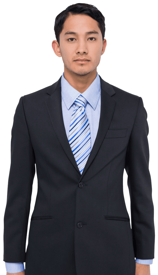 Serious Biracial Businessman on Transparent Background for Corporate Use