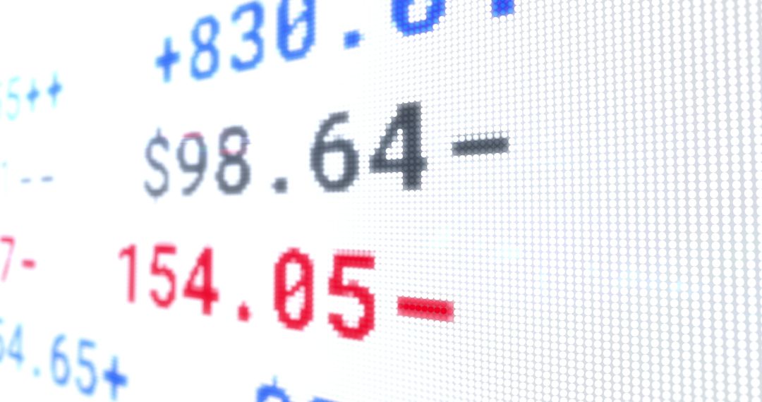 Stock Market Numbers on Digital Display Board