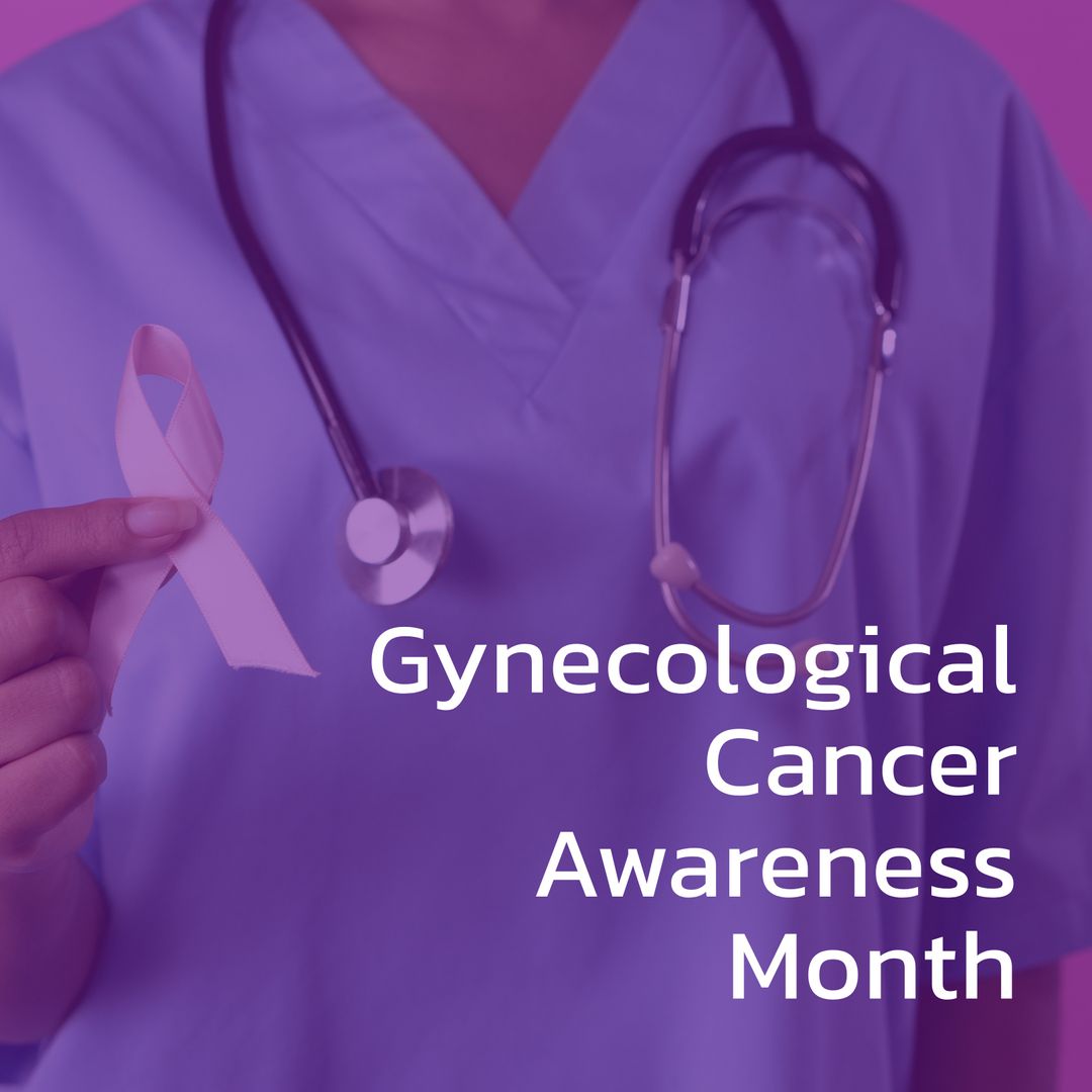 Gynecological Cancer Awareness: Doctor Holding Pink Ribbon Symbol