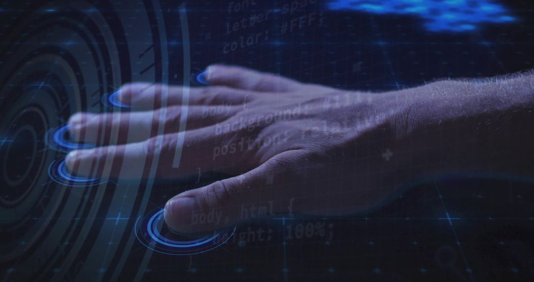 Hand Interacting with Futuristic Holographic Interface