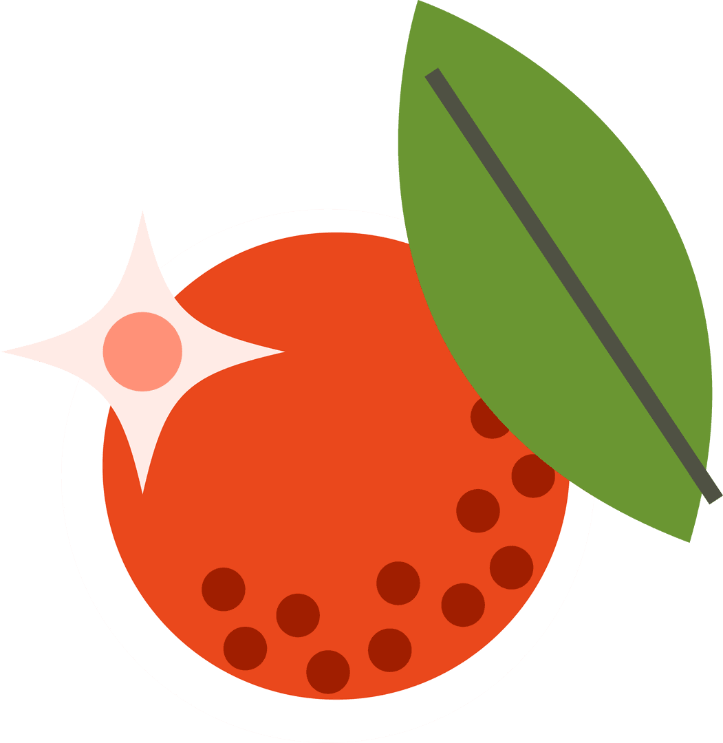 Minimalist Bubble Tea Icon with Leaf and Sparkle on Transparent Background
