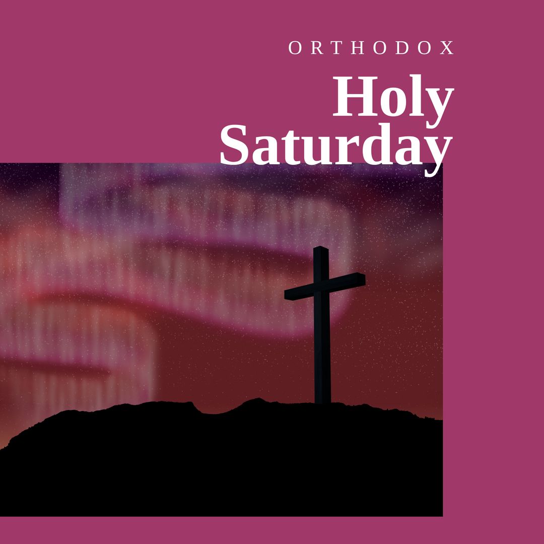 Orthodox Holy Saturday with Silhouette Cross and Starry Night Sky