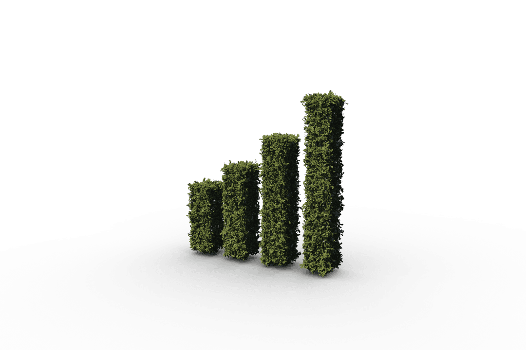 Eco-Friendly Column Chart Made of Leaves on Transparent Background