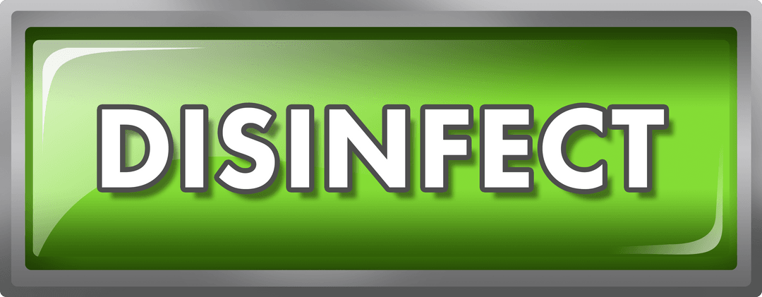 Digital Green Disinfect Button on Transparent Background