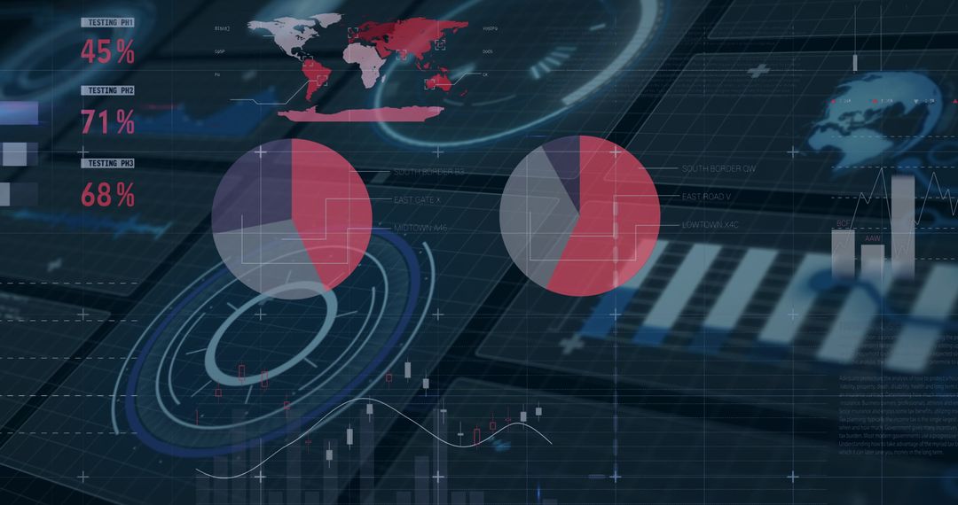 Futuristic Digital Analytics Dashboard with Data Visualization