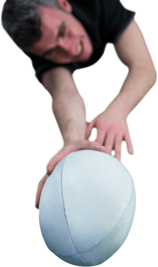 Transparent Action Shot Rugby Player Scoring Try