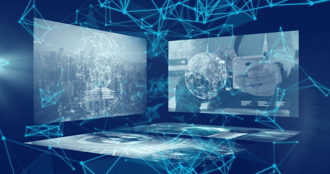 Digital Interface with Global Connections and Data Processing Concept