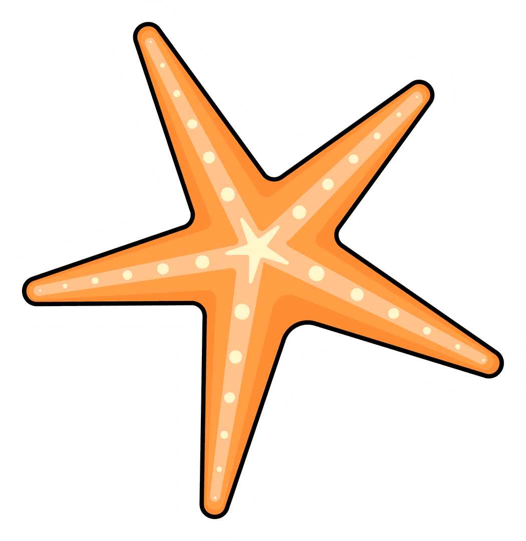 Cartoon Starfish with Gradient Dots on Transparent Background