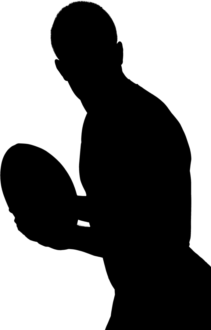 Silhouette Rugby Player Holding Ball Transparent Sports Concept