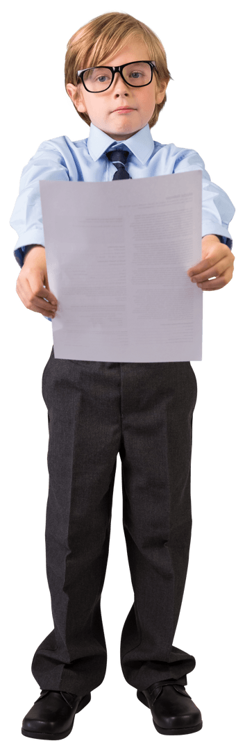 Caucasian Schoolboy Holding Test Paper Transparent Background