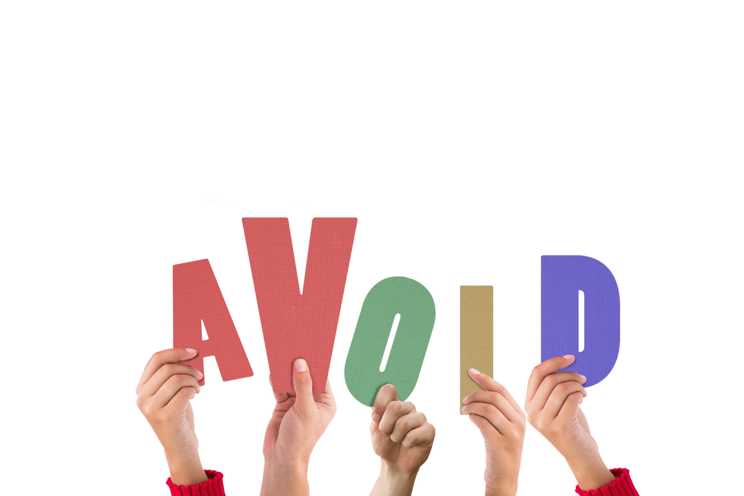 Holding Letters Spelling Avoid on Transparent Background