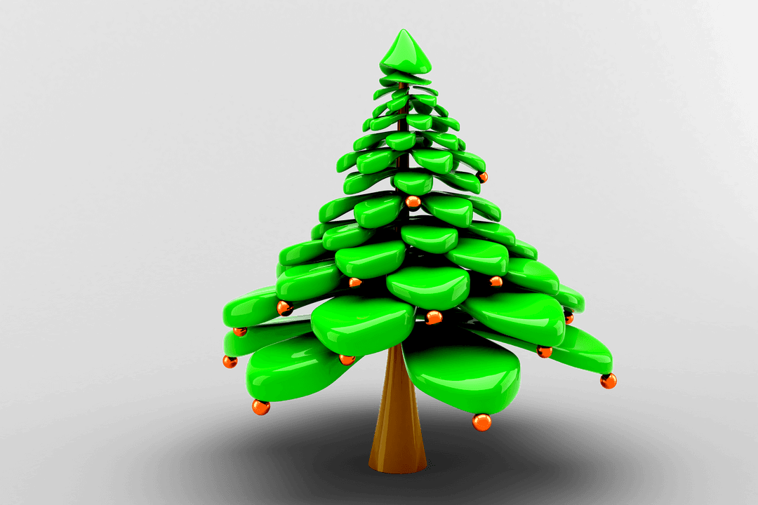 Digital Christmas Tree Transparent Background with Decorative Ornaments