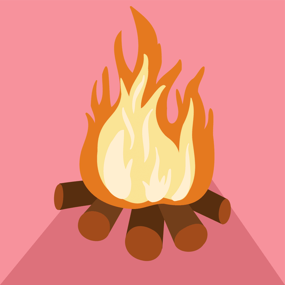 Transparent Bonfire Icon with Stylized Design on Pink