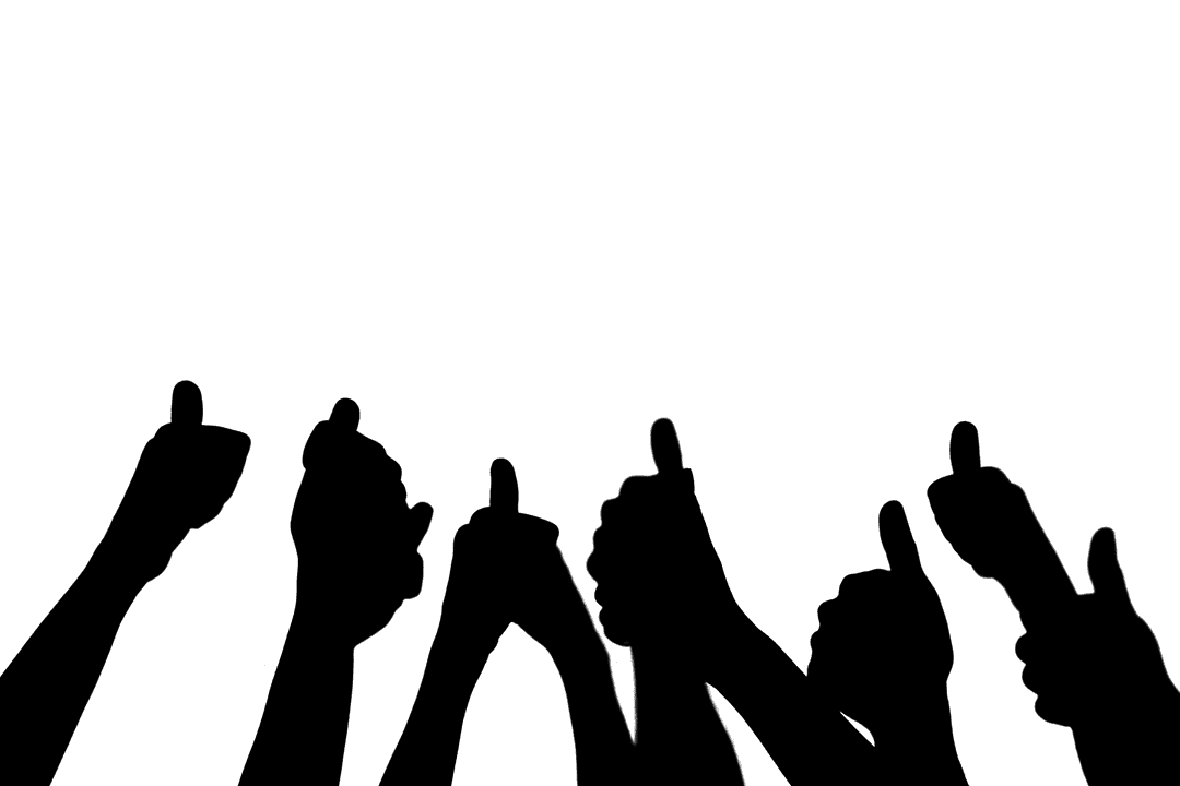 Thumbs Up Hand Silhouettes on Transparent Background Approval Concept